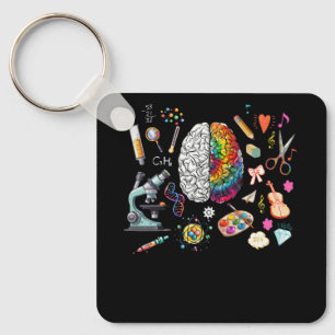 Kleurrijke Tie Dye Brain Science Art Neuroscience  Sleutelhanger