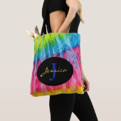 Kleurrijke Tie Dye Bright Monogram Tote Bag (Dichtbij)