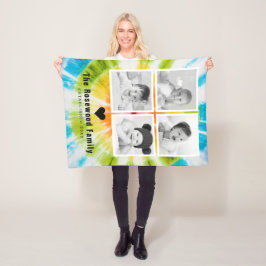 Kleurrijke Tie Dye Familie Foto Collage Persoonlij Fleece Deken