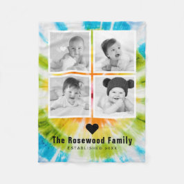 Kleurrijke Tie Dye Familie Foto Collage Persoonlij Fleece Deken