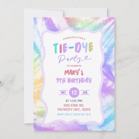 Kleurrijke Tie Dye Girl Verjaardag Kaart (Voorkant)