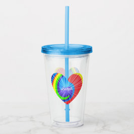Kleurrijke Tie Dye Heart Acryl Drinkbeker