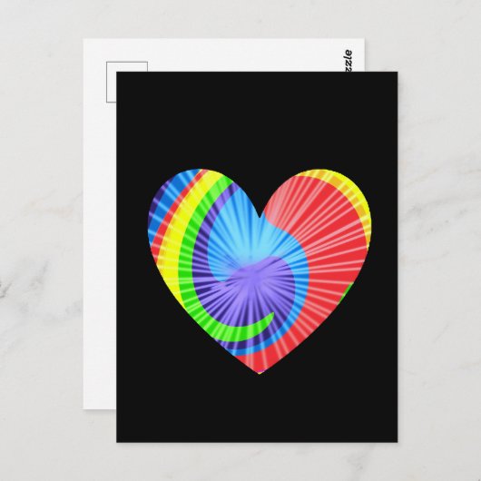 Kleurrijke Tie Dye Heart Briefkaart (Voorkant / Achterkant)