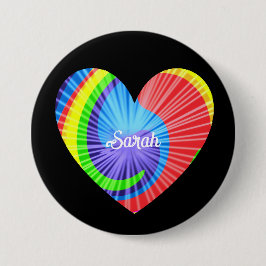 Kleurrijke Tie Dye Heart Ronde Button 7,6 Cm