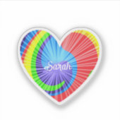 Kleurrijke Tie Dye Heart Sierkussen Sticker (Voorkant)