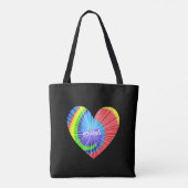 Kleurrijke Tie Dye Heart Sierkussen Tote Bag (Achterkant)