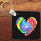 Kleurrijke Tie Dye Heart Sleutelhanger (Voorkant)