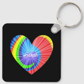 Kleurrijke Tie Dye Heart Sleutelhanger (Achterkant)