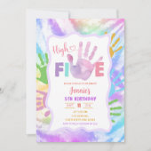 Kleurrijke Tie Dye High Five verjaardagsfeestje Kaart (Voorkant)