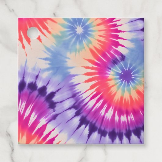 Kleurrijke Tie Dye Kunst Cadeautags Bedankjes Labels (Voorkant)