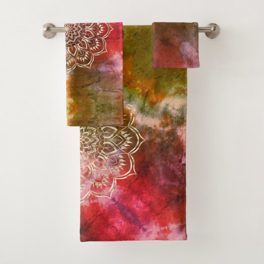Kleurrijke Tie Dye Lotus Mandala Handdoek (Insitu)