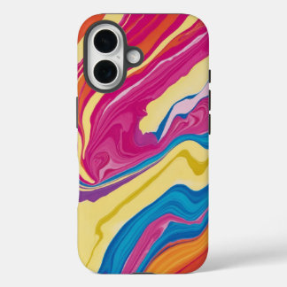 Kleurrijke Tie-Dye Marmer Hoestelontwerp voor Tele iPhone 16 Hoesje