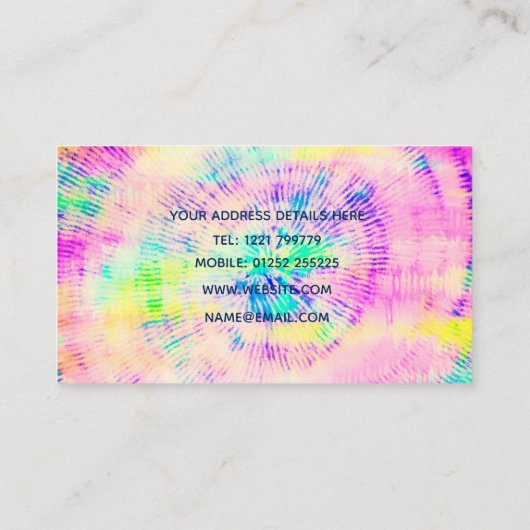 Kleurrijke Tie Dye Neon Zomer Visitekaartje (Achterkant)