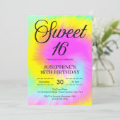 Kleurrijke Tie Dye Pastel Boho 16e verjaardag Kaart (Staand voorkant)