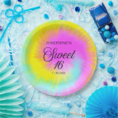 Kleurrijke Tie Dye Pastel Boho 16e verjaardag Papieren Bordje (Feest)