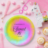 Kleurrijke Tie Dye Pastel Boho 16e verjaardag Papieren Bordje (Feest)