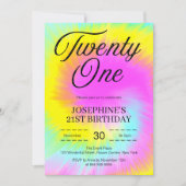 Kleurrijke Tie Dye Pastel Boho 21ste verjaardag Kaart (Voorkant)