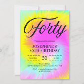 Kleurrijke Tie Dye Pastel Boho 40e verjaardag Kaart (Voorkant)