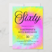 Kleurrijke Tie Dye Pastel Boho 60e verjaardag Kaart (Voorkant)