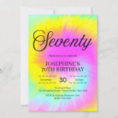 Kleurrijke Tie Dye Pastel Boho 70e verjaardag Kaart (Voorkant)