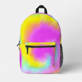 Kleurrijke Tie Dye Pastel Boho Naam Bedrukte Rugzak