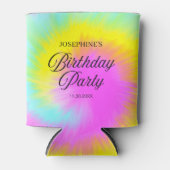 Kleurrijke Tie Dye Pastel Boho verjaardagsfeestje Blikjeskoeler (Voorkant)