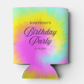 Kleurrijke Tie Dye Pastel Boho verjaardagsfeestje Blikjeskoeler (Achterkant)