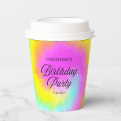 Kleurrijke Tie Dye Pastel Boho verjaardagsfeestje Papieren Bekers (Voorkant)