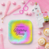 Kleurrijke Tie Dye Pastel Boho verjaardagsfeestje Papieren Bordje (Feest)