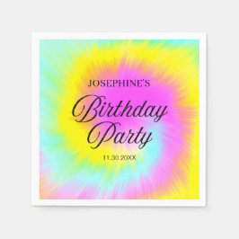 Kleurrijke Tie Dye Pastel Boho verjaardagsfeestje Servet