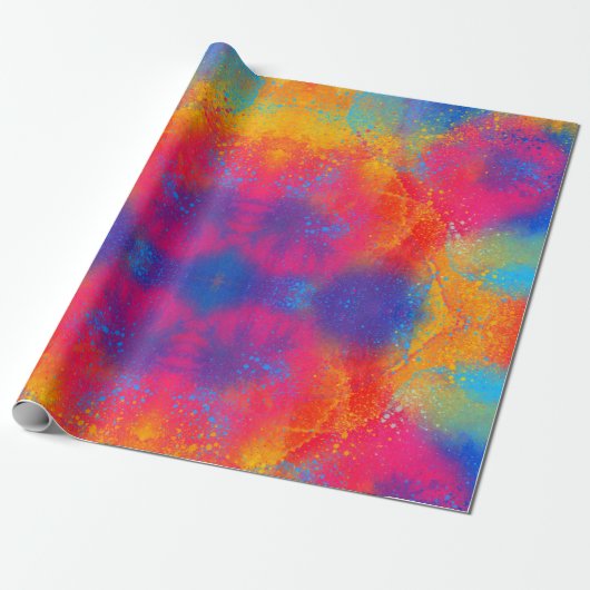 Kleurrijke Tie Dye Pattern Schattige Cool  Funky Cadeaupapier (Uitgerold)