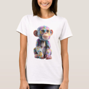Kleurrijke Tie-Dye Regenboog Baby Chimpansee Vrouw T-shirt