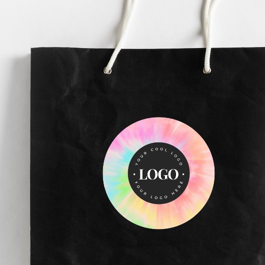 Kleurrijke Tie Dye & Uw Aangepaste Logo Hier Zakel Ronde Sticker