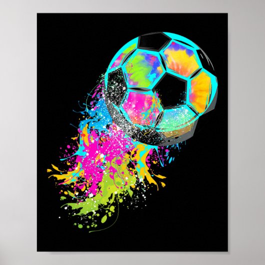 Kleurrijke Tie Dye Voetbal Ll  Poster (Voorkant)