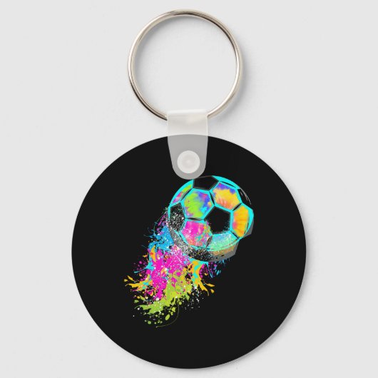 Kleurrijke Tie Dye Voetbal Ll Sleutelhanger (Voorkant)
