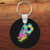 Kleurrijke Tie Dye Voetbal Ll Sleutelhanger (Voorkant)
