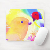 Kleurrijke Tie-Dye Vogels Muismat (Met muis)