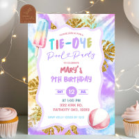 Kleurrijke Tie Dye Zwembad Feest Uitnodiging