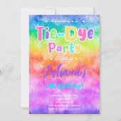 Kleurrijke Tiedye Verjaardagsfeestuitnodiging Kaart (Voorkant)