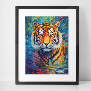Kleurrijke Tiger Abstract schilderij Poster