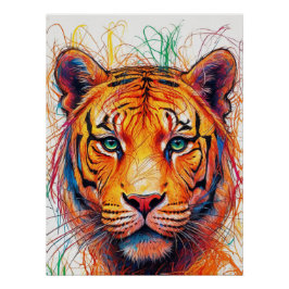 Kleurrijke Tiger Art Print, Abstracte Tiger Perfect Poster
