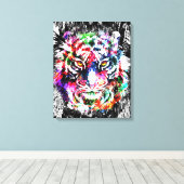 Kleurrijke Tiger Canvas Print | Grote Tiger Art Pr (Insitu (Houten vloer))