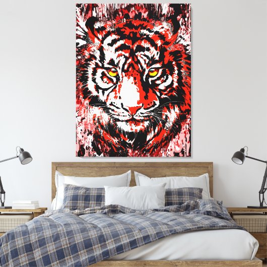 Kleurrijke Tiger Canvas Print | Kleurrijke tijgerk (Insitu (Slaapkamer))