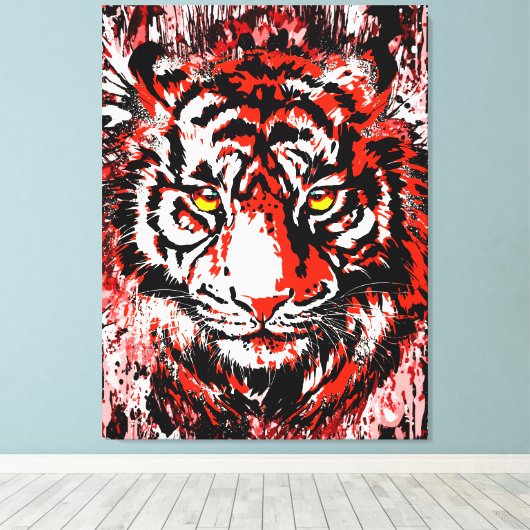Kleurrijke Tiger Canvas Print | Kleurrijke tijgerk (Insitu (Houten vloer))