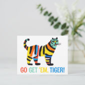 Kleurrijke Tiger Cat Inspirerend Aanmoediging Briefkaart (Staand voorkant)