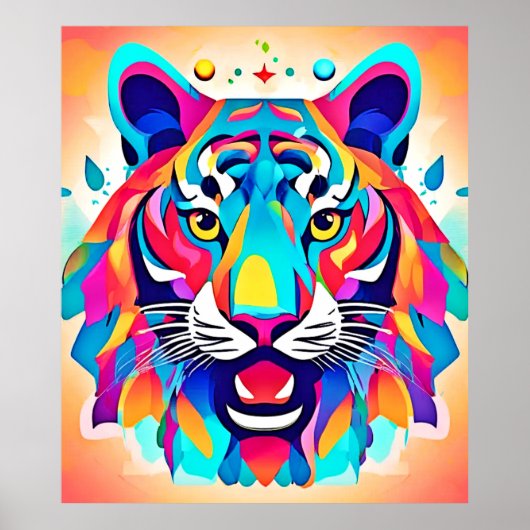 Kleurrijke Tiger Face Art Poster (Voorkant)