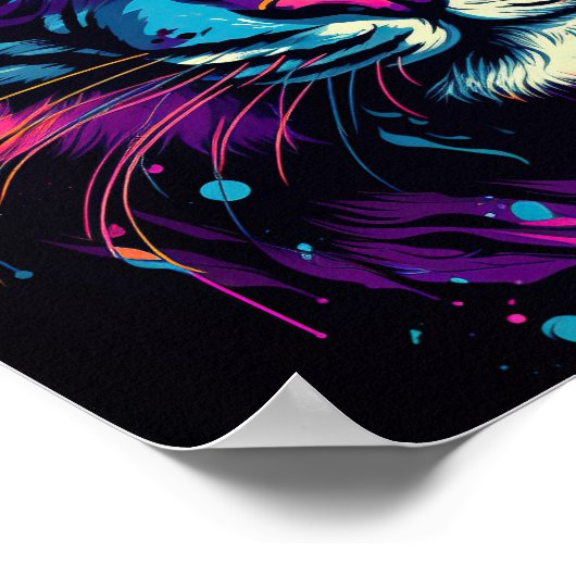 Kleurrijke Tiger Gezicht Portret Poster (Hoek)