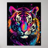 Kleurrijke Tiger Gezicht Portret Poster (Voorkant)