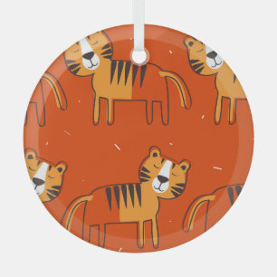Kleurrijke Tigers Hand getrokken Decor Glas Ornament