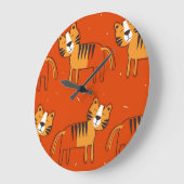 Kleurrijke Tigers Hand getrokken Decor Grote Klok (Hoek)